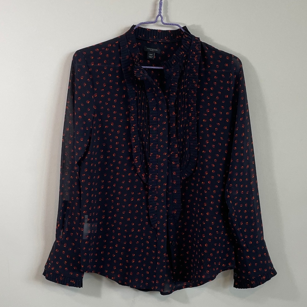 Ann Taylor Blue Chiffon Blouse